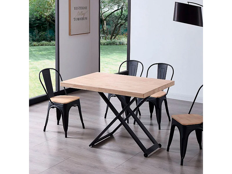 Mesa de centro Zoe elevable con tapa regular roble Nordish/negro 49-76x120x80 cm Adec