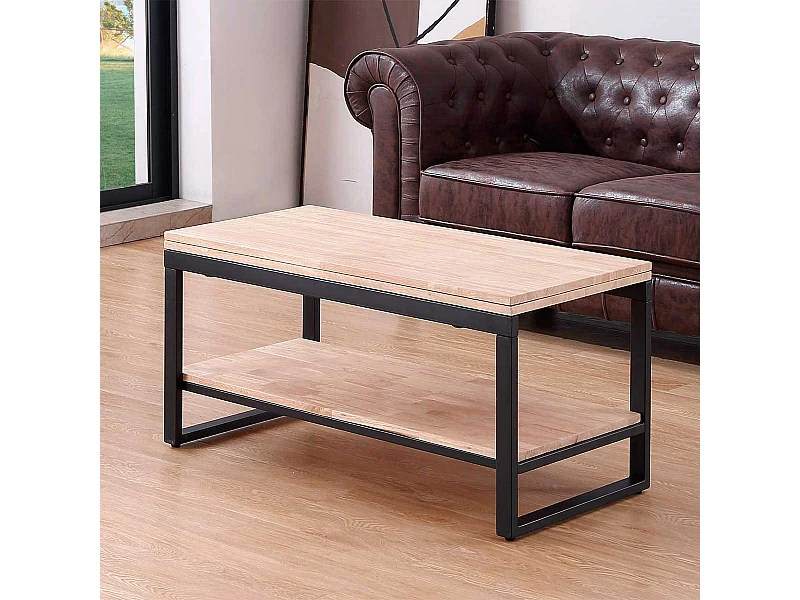 Mesa de centro Steve elevable y extensible + estante inferior roble Nordish/negro Adec