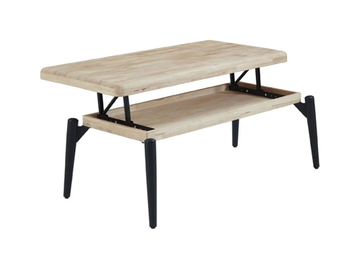 Mesa de centro elevable Moon roble nordish/negro 47-62x120x60 cm Adec