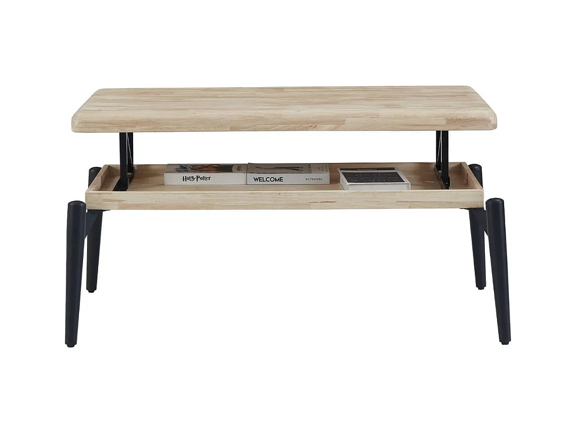 Mesa de centro elevable Moon roble nordish/negro 47-62x120x60 cm Adec