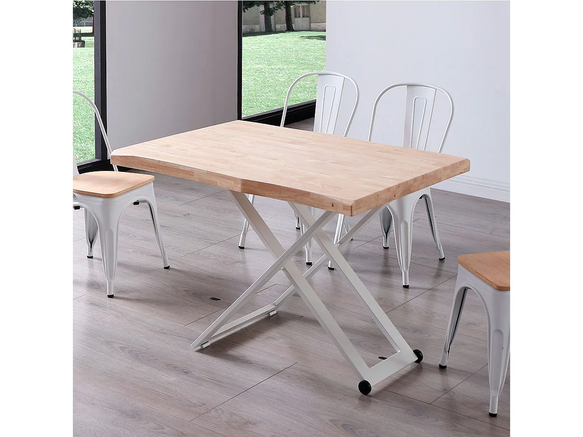 Mesa de centro Zoe elevable con tapa irregular roble Nordish/blanco 49-76x120x80 cm Adec