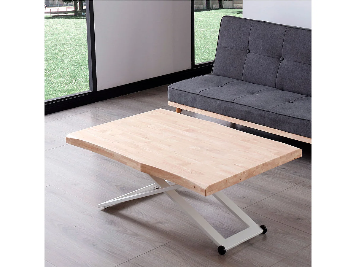 Mesa de centro Zoe elevable con tapa irregular roble Nordish/blanco 49-76x120x80 cm Adec