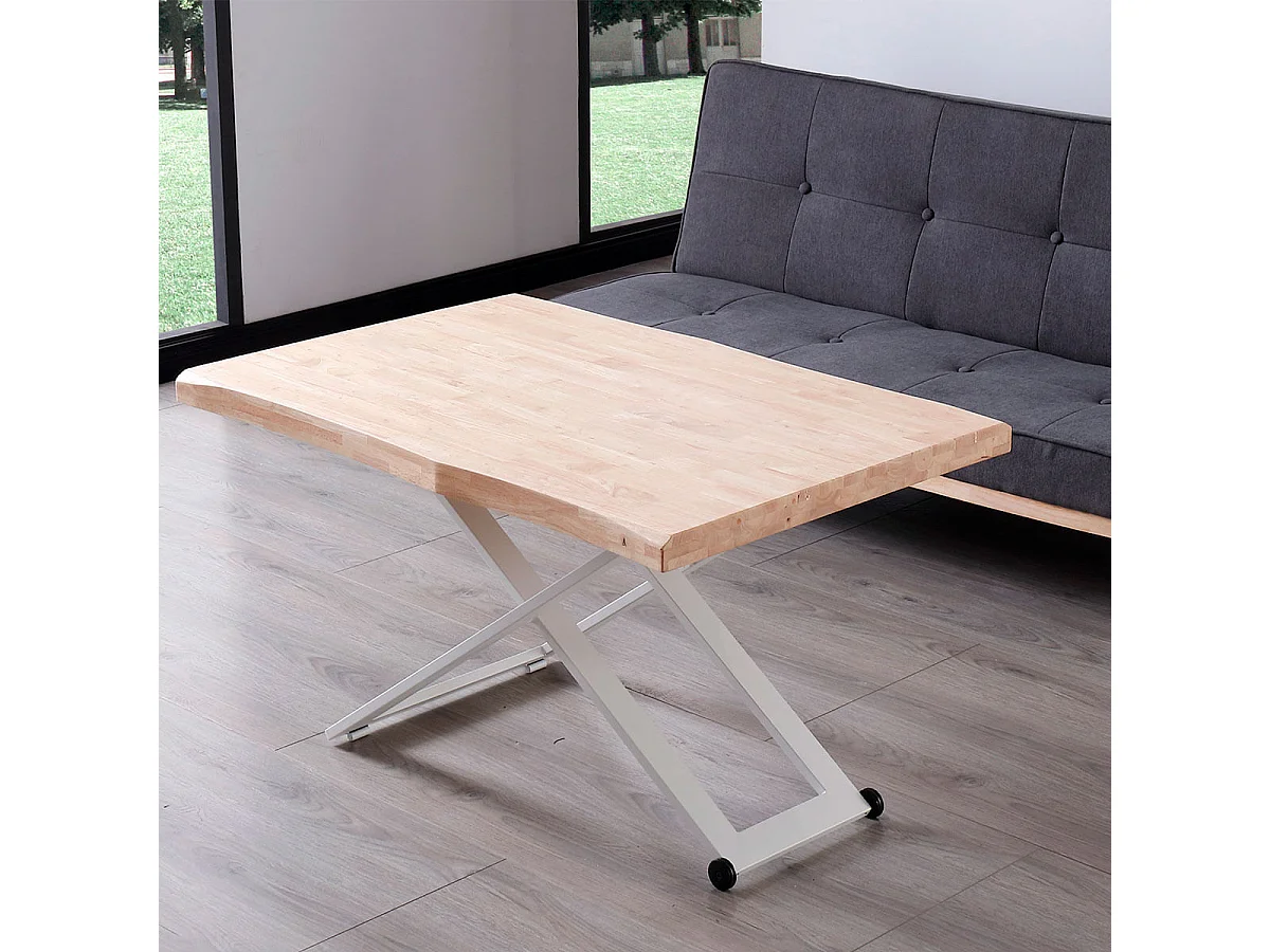 Mesa de centro Zoe elevable con tapa irregular roble Nordish/blanco 49-76x120x80 cm Adec