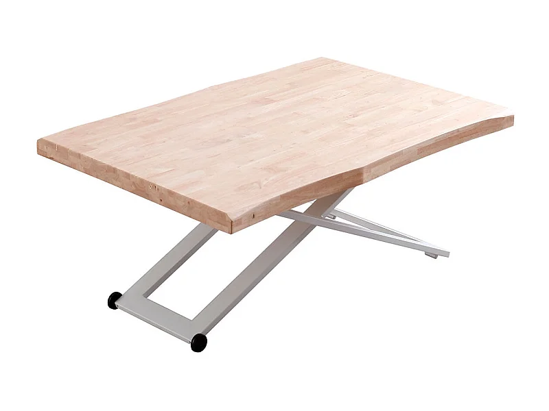 Mesa de centro Zoe elevable con tapa irregular roble Nordish/blanco 49-76x120x80 cm Adec