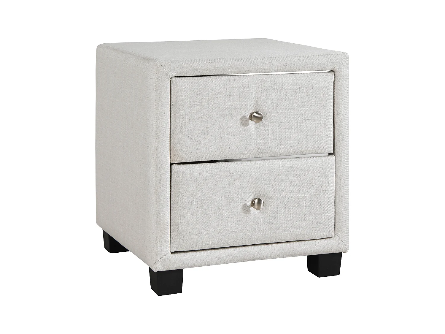 Nachttisch mit 2 Schubladen - Stoff - Elfenbein - PICHONIA