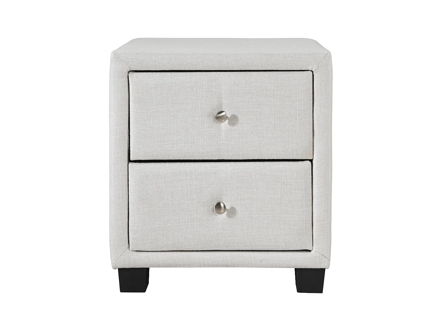Nachttisch mit 2 Schubladen - Stoff - Elfenbein - PICHONIA