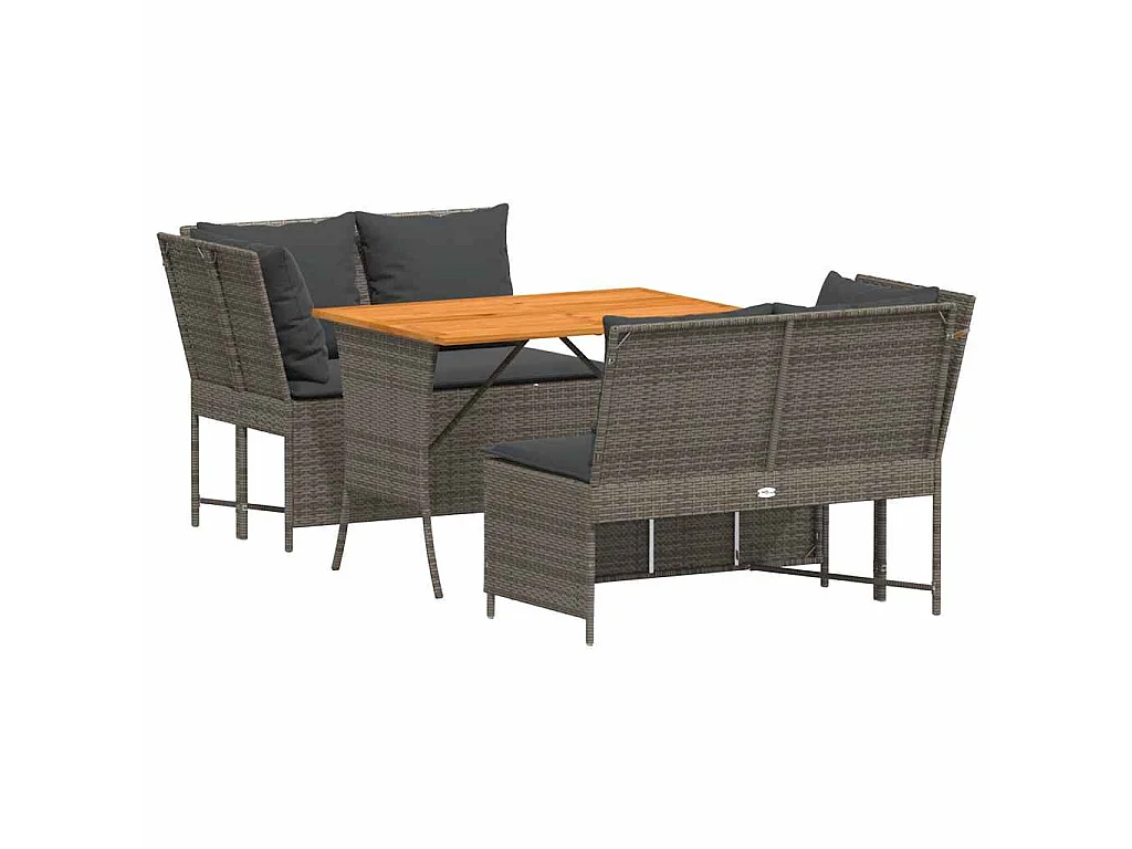 Set Divani da Giardino 3 pz con Cuscini Grigio in Polyrattan