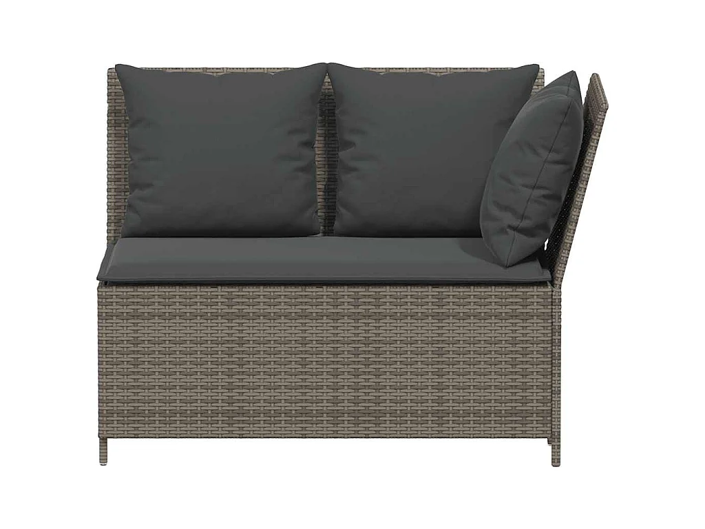 Salon de jardin avec coussins 3 pcs gris résine tressée
