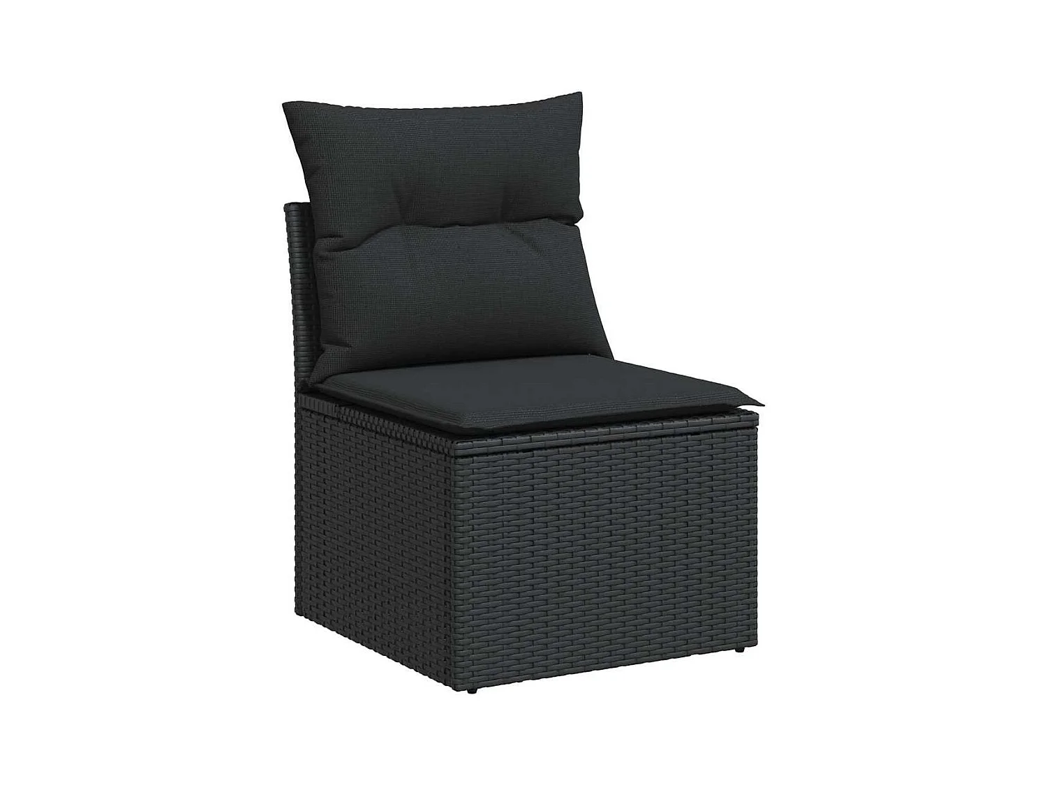 Salon de jardin avec coussins 7 pcs noir résine tressée acacia