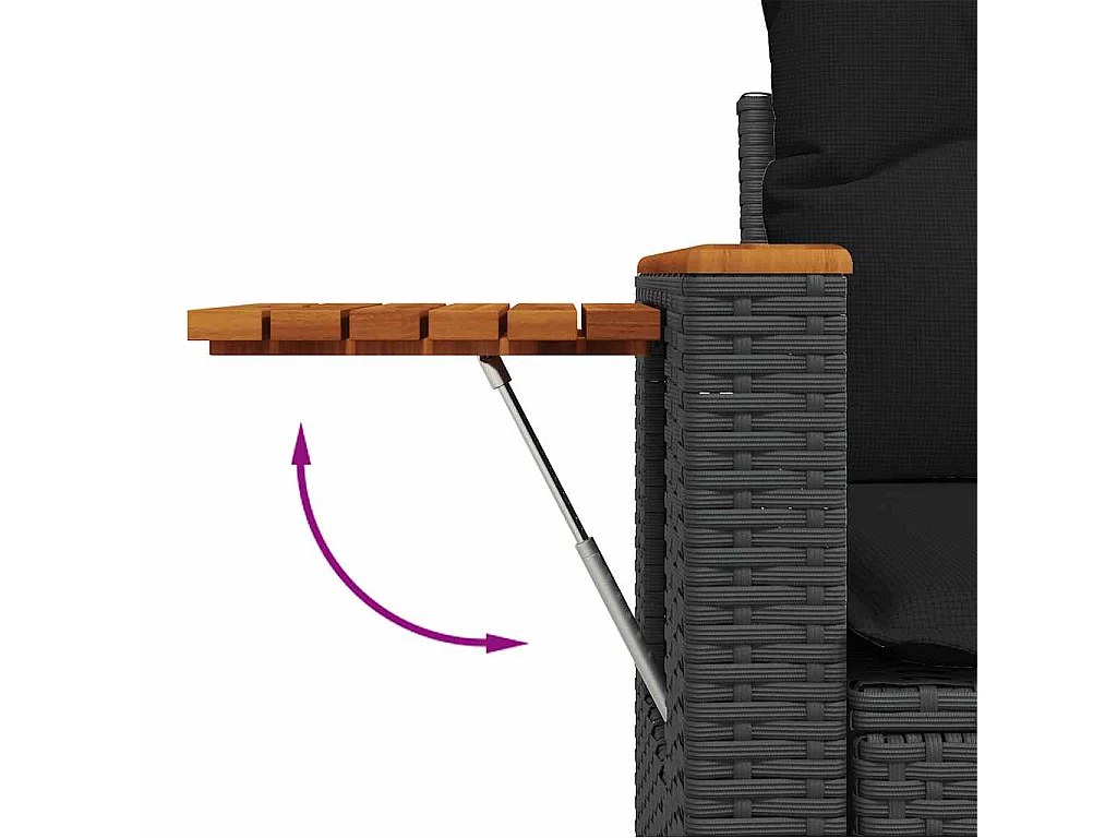 7-tlg. Garten-Sofagarnitur mit Kissen Schwarz Poly Rattan