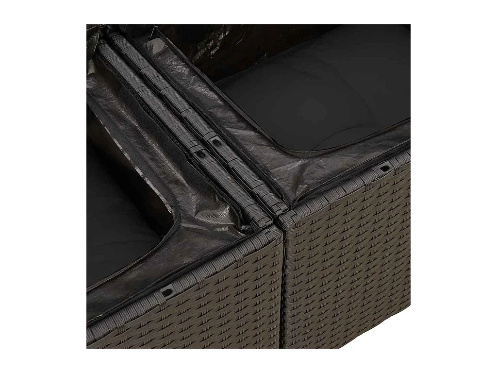 Salon de jardin avec coussins 7 pcs noir résine tressée acacia