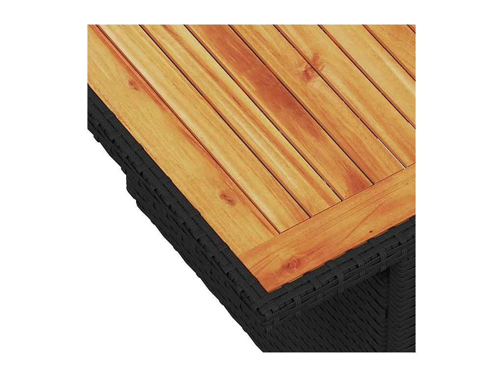 Salon de jardin avec coussins 7 pcs noir résine tressée acacia