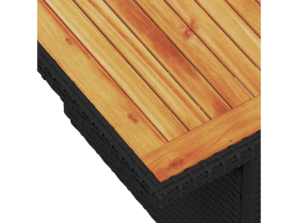 7-delige Loungeset met kussens poly rattan acacia zwart
