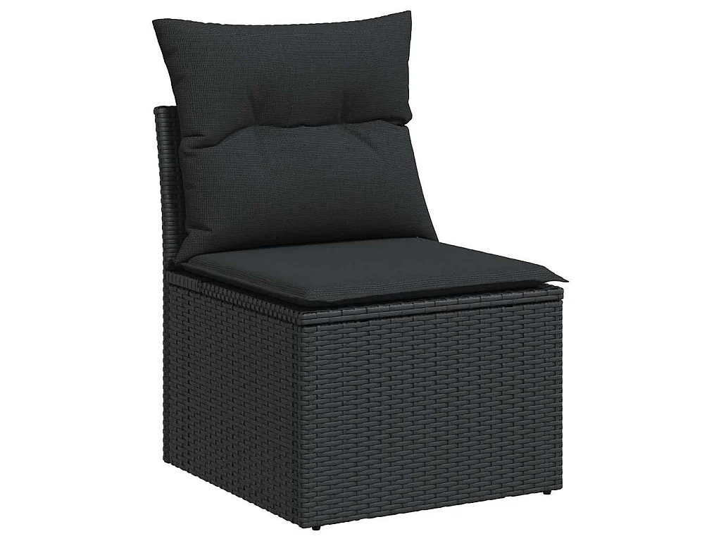 9-delige Loungeset met kussens poly rattan acacia zwart