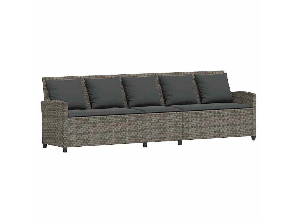 4-delige Tuinbankstel met kussens L-vormig poly rattan grijs