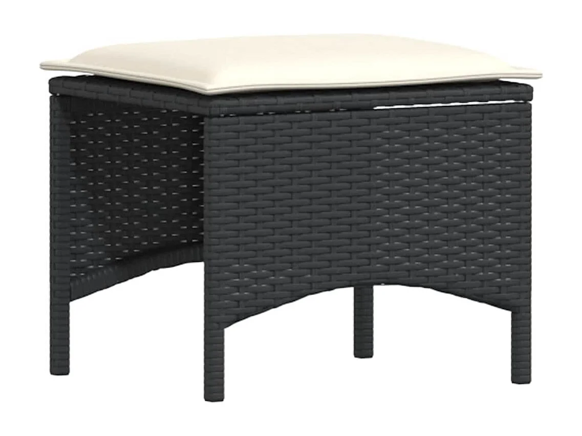 Salon de jardin 5 pcs avec coussins noir résine tressée