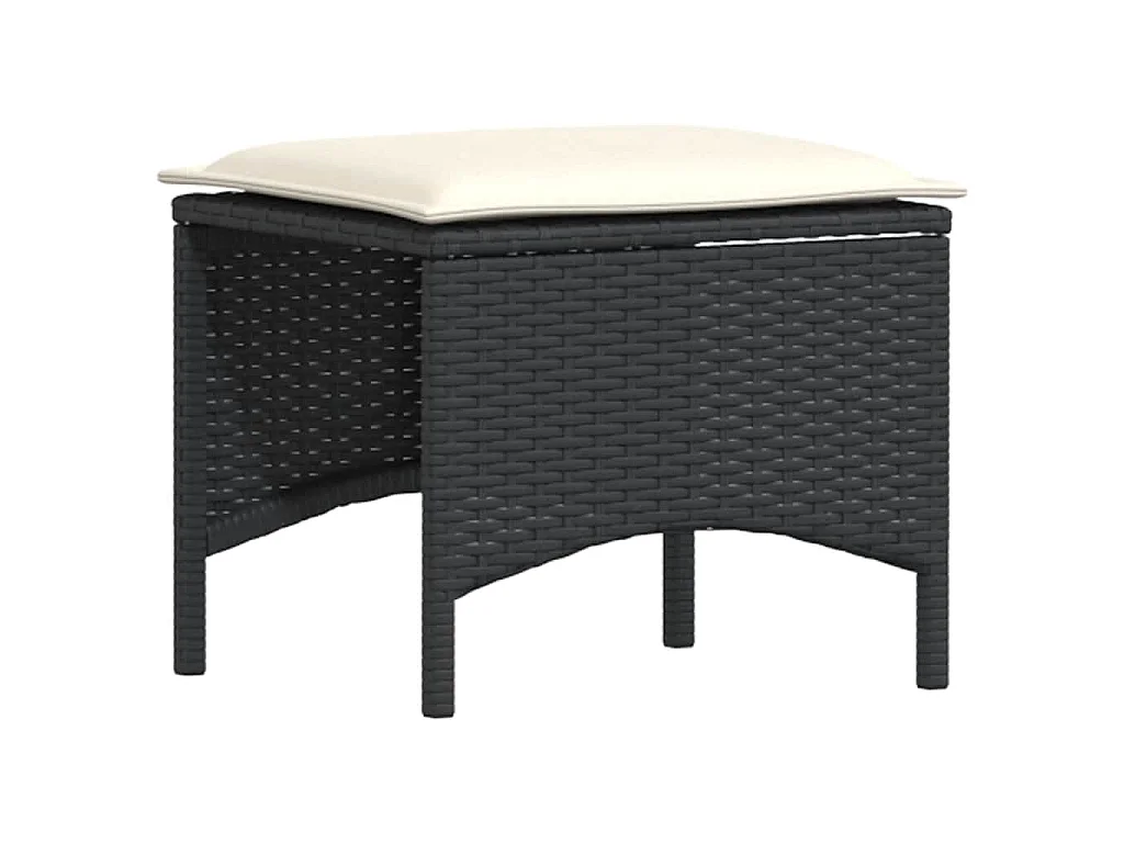 5-delige Loungeset met kussens poly rattan zwart