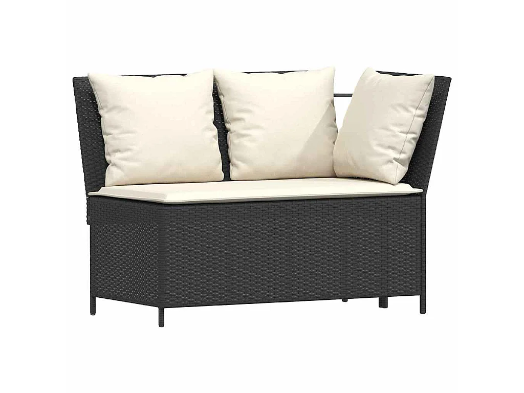 5-delige Loungeset met kussens poly rattan zwart