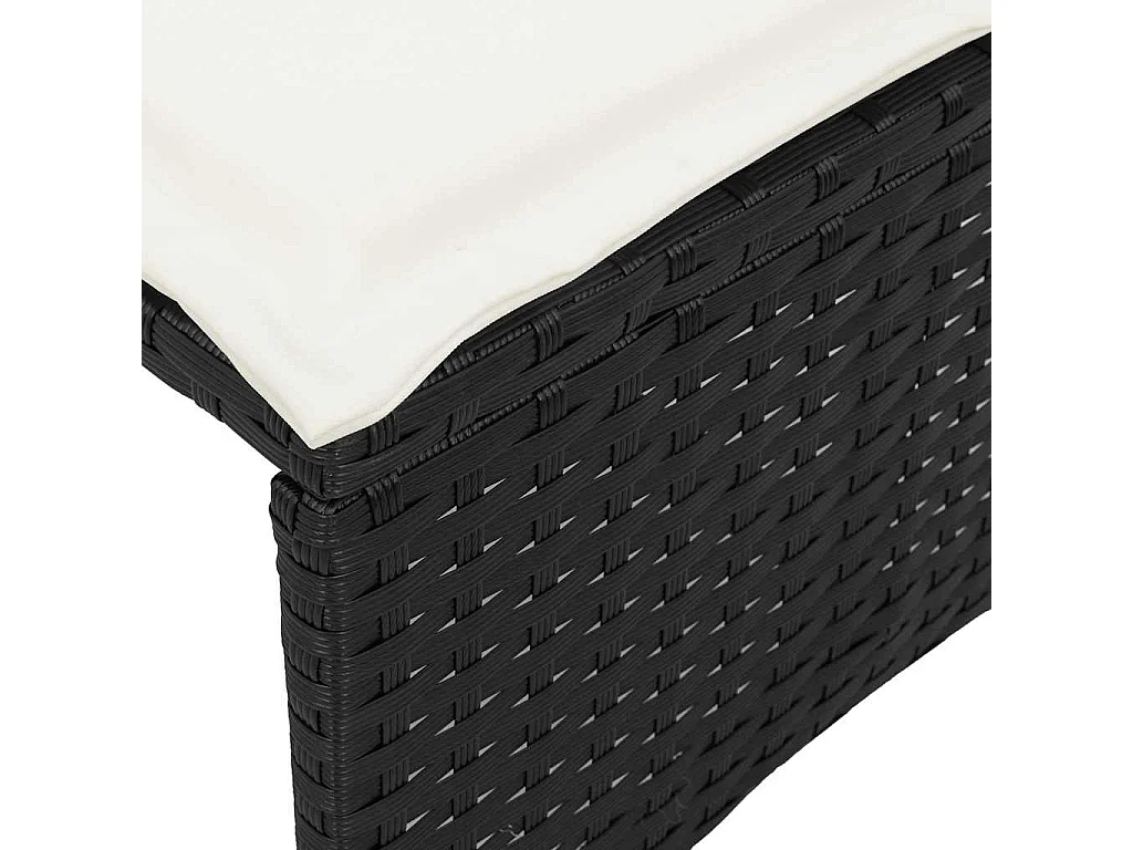 5-delige Loungeset met kussens poly rattan zwart