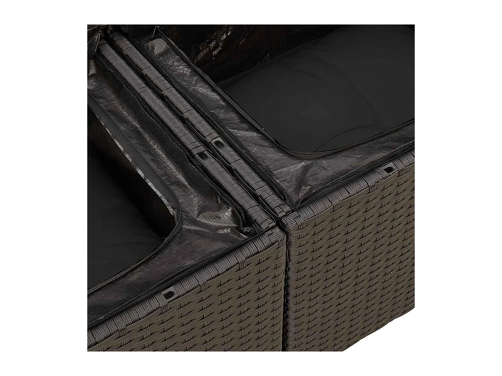 Set Divano da Giardino 6 pz con Cuscini Nero Polyrattan Acacia