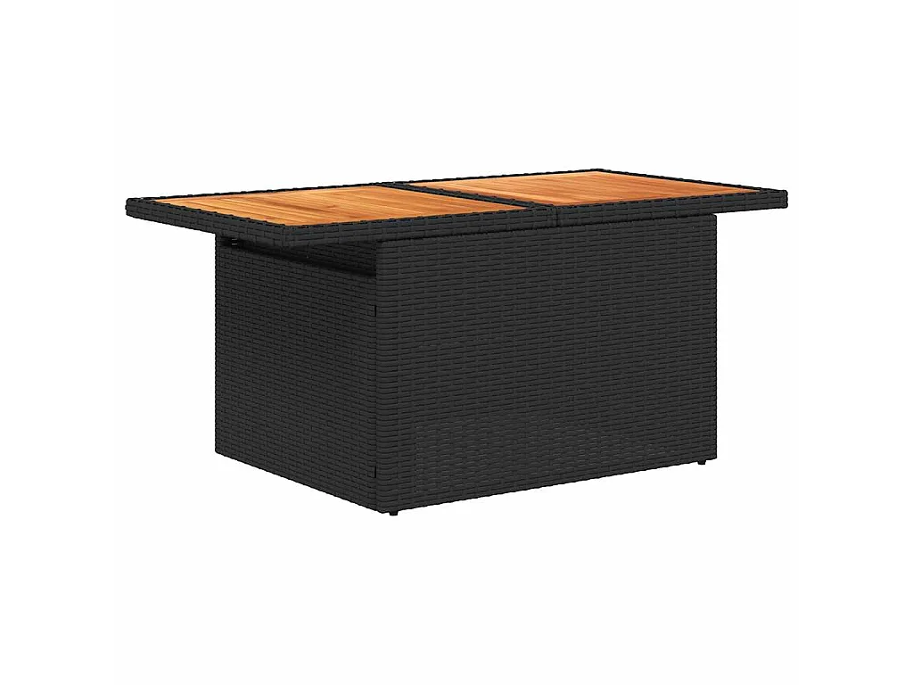 6-delige Loungeset met kussens poly rattan acacia zwart