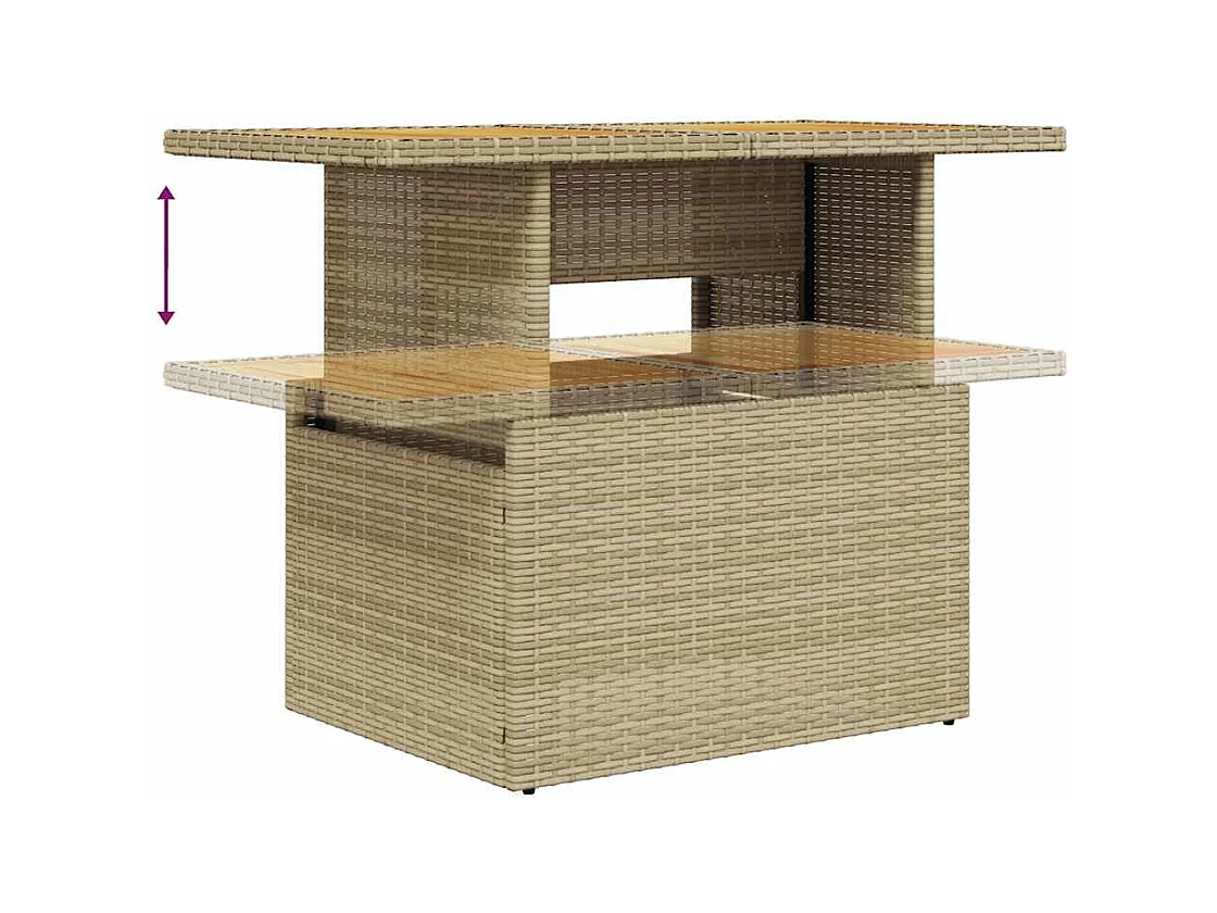 Salon de jardin avec coussins 10pcs beige résine tressée acacia