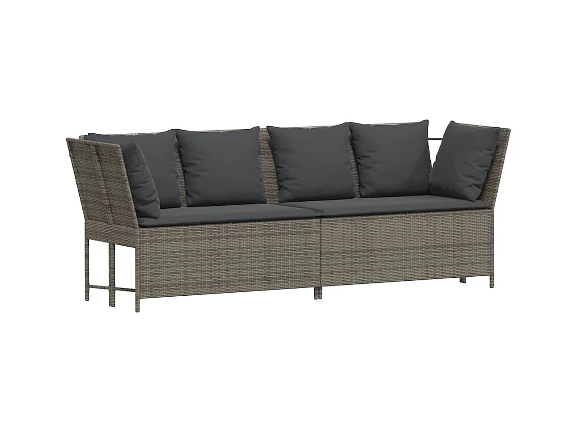 Salon de jardin 4 pcs avec coussins gris résine tressée