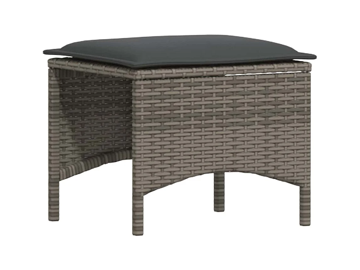 Salon de jardin 4 pcs avec coussins gris résine tressée