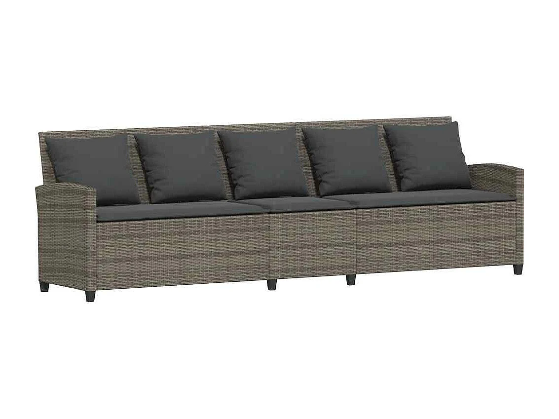 Salon de jardin 4 pcs avec coussins gris résine tressée