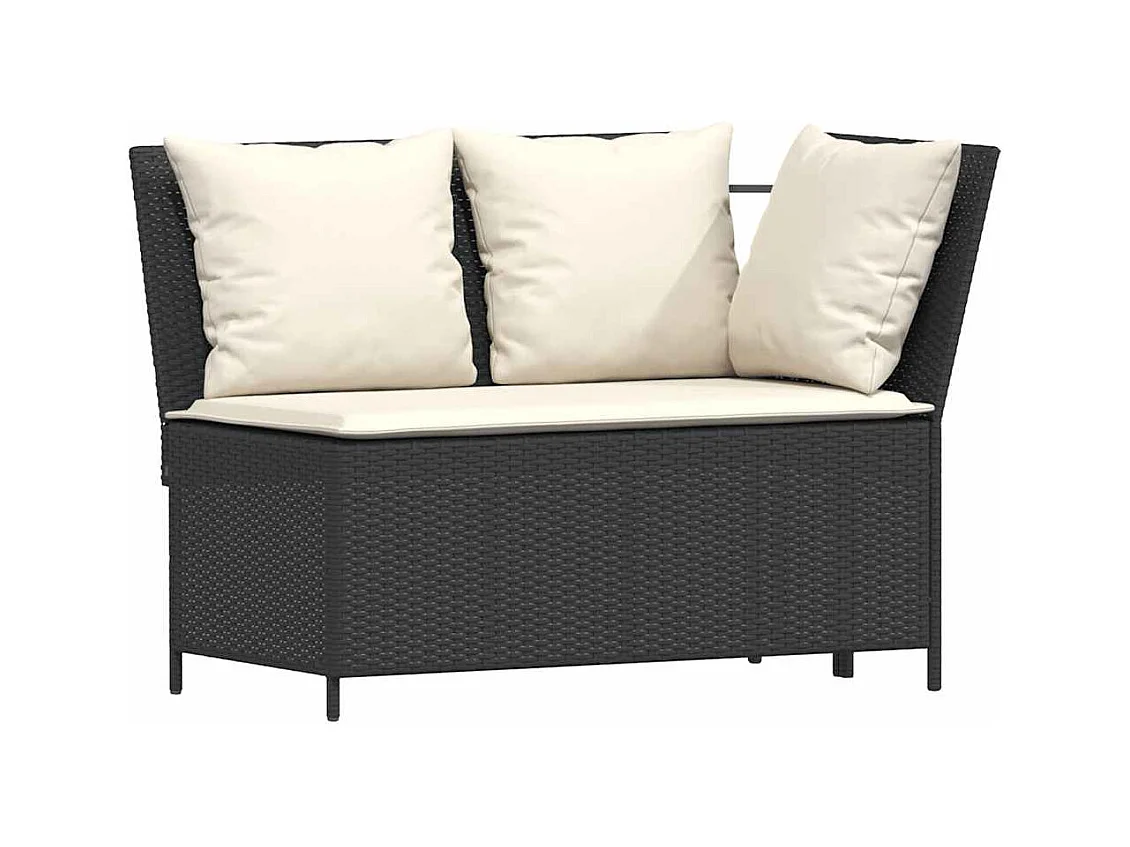 Salon de jardin 3 pcs avec coussins noir résine tressée