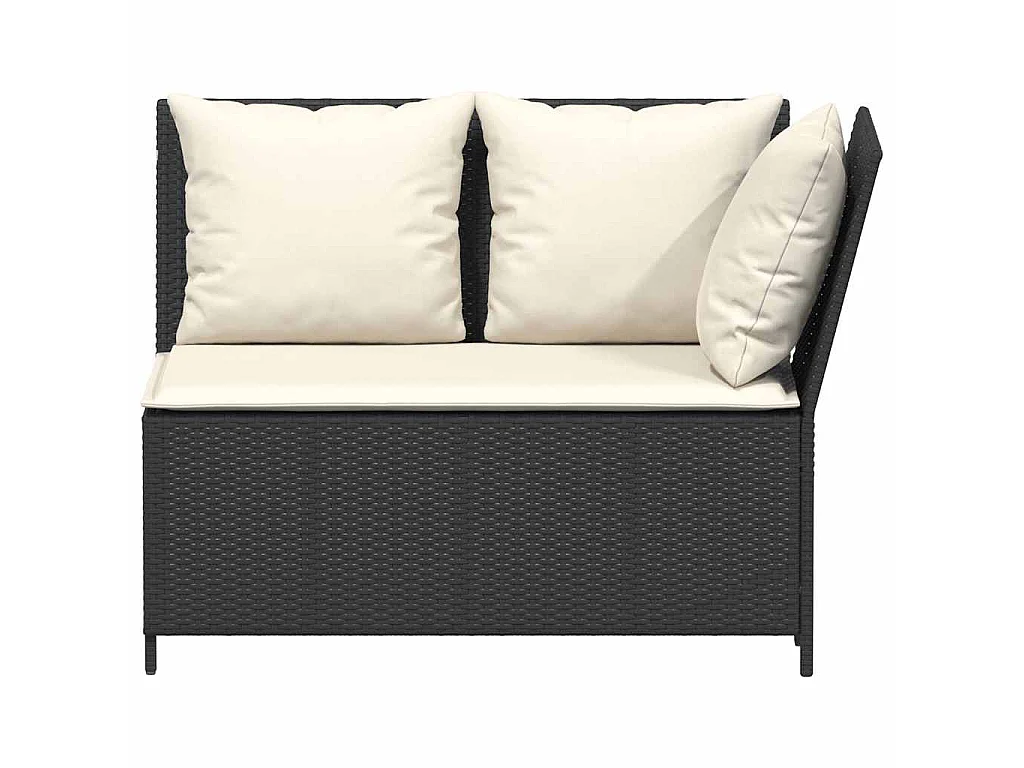 3-tlg. Garten-Sofagarnitur mit Kissen Schwarz Poly Rattan