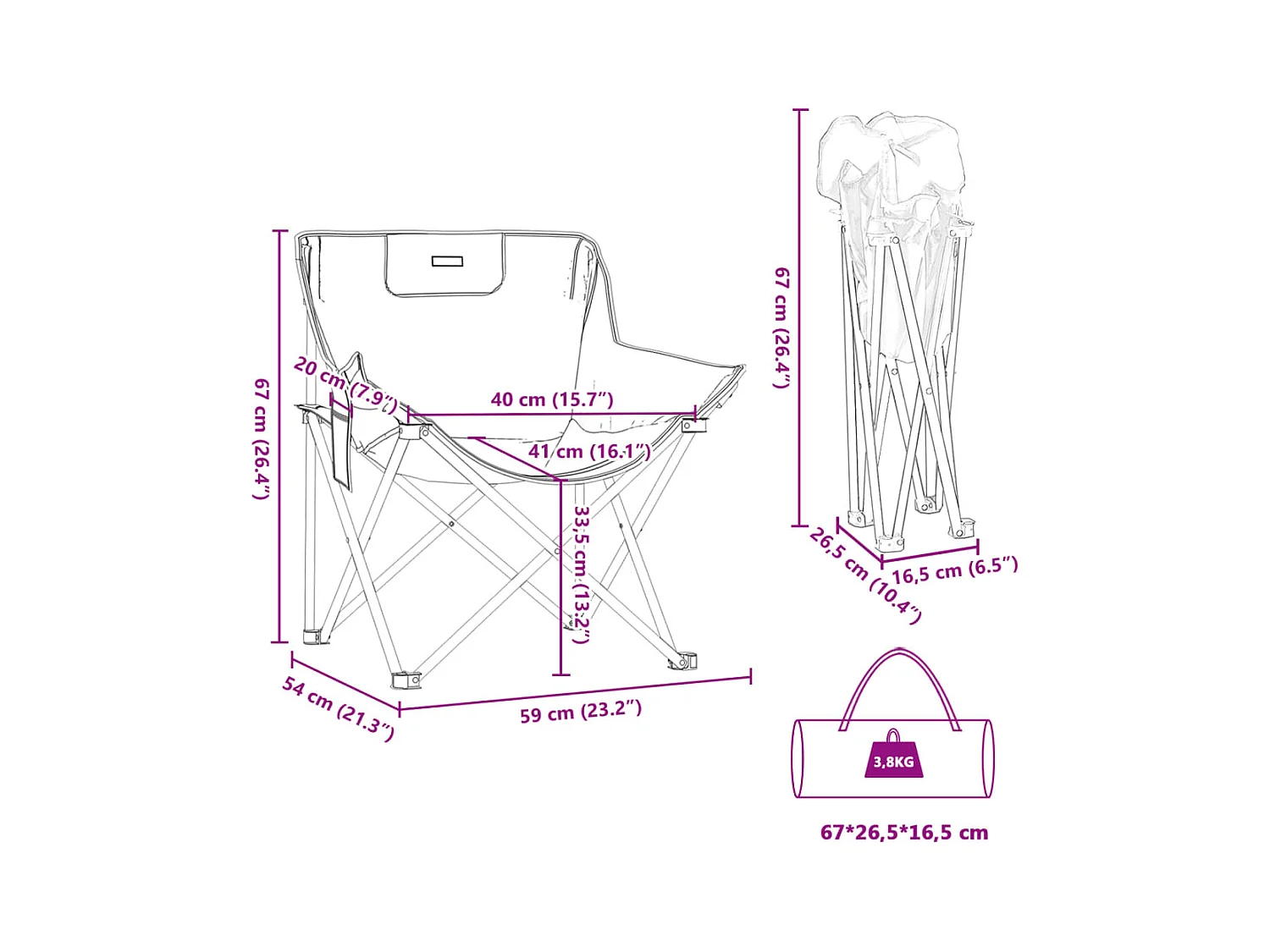 Sedie da Campeggio con Tasca Pieghevoli 2 pz Stampa Foglie