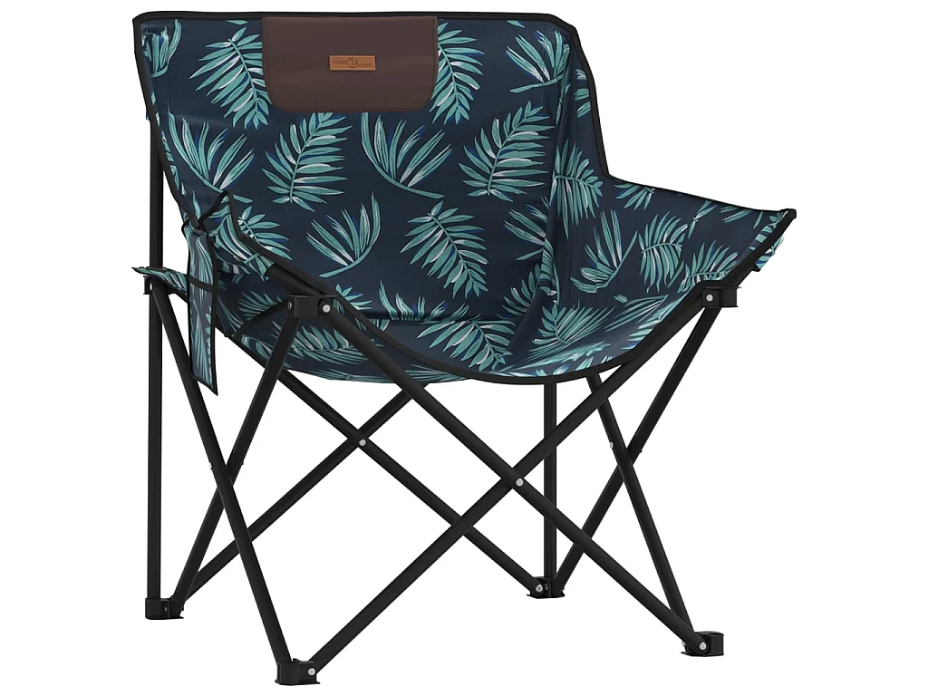 Campingstoelen 2 st met vakje inklapbaar bladprint