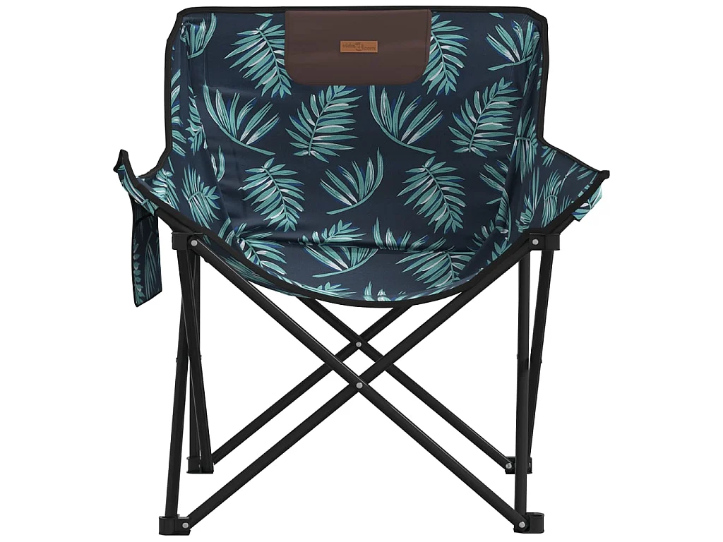Campingstoelen 2 st met vakje inklapbaar bladprint
