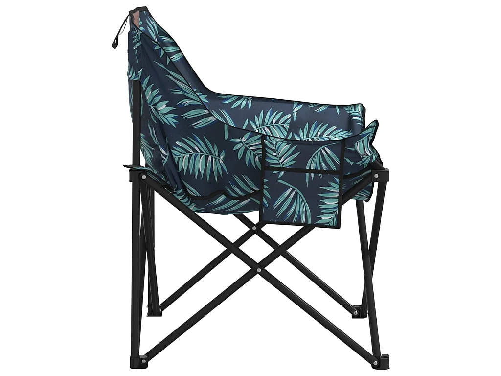 Campingstoelen 2 st met vakje inklapbaar bladprint