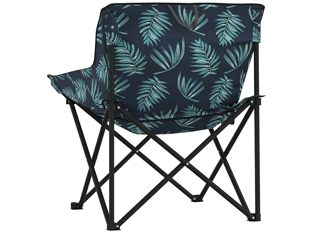 Campingstoelen 2 st met vakje inklapbaar bladprint
