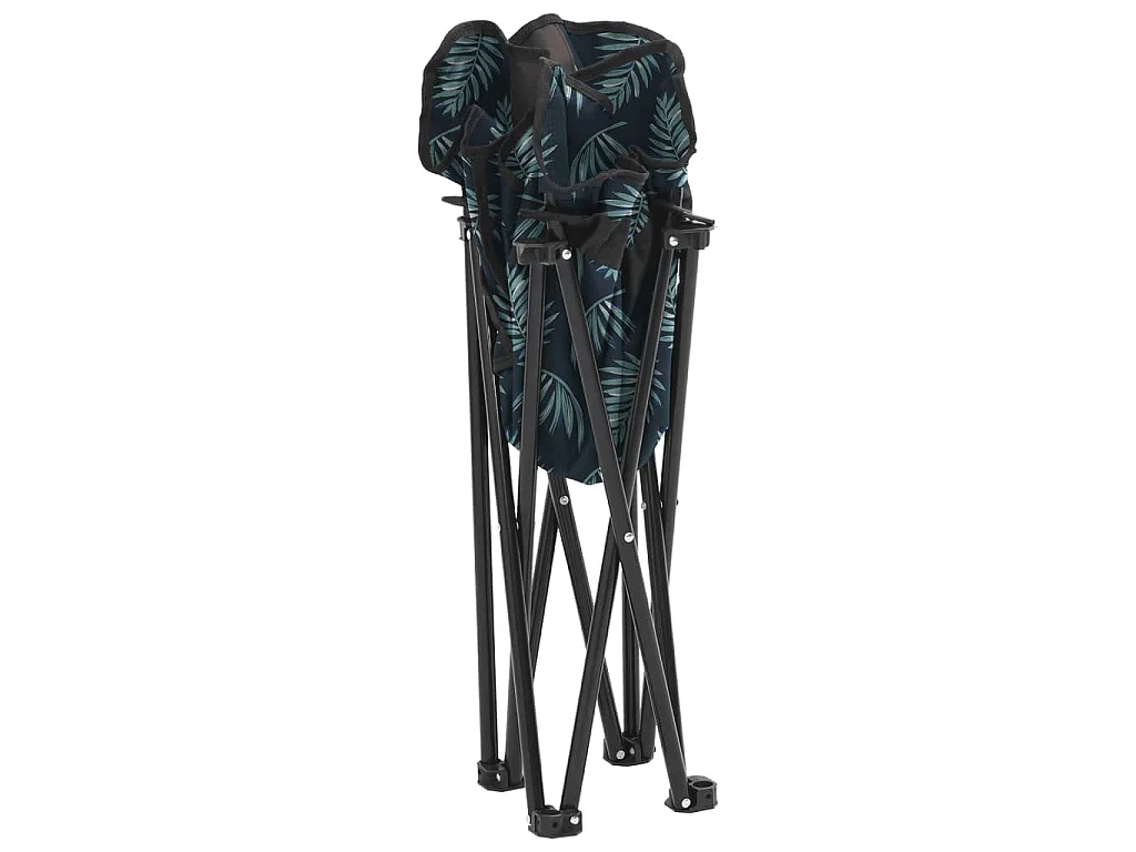 Campingstoelen 2 st met vakje inklapbaar bladprint