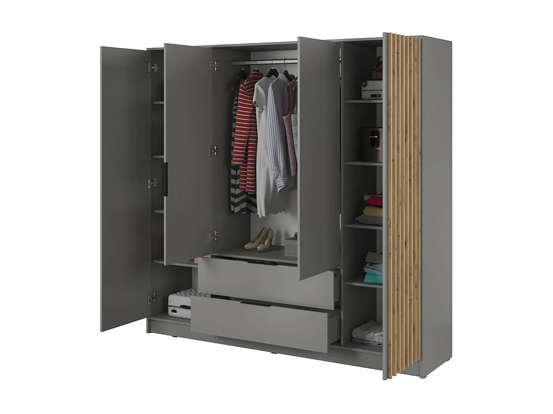 Armoire 4 portes MELODIE 206 cm anthracite