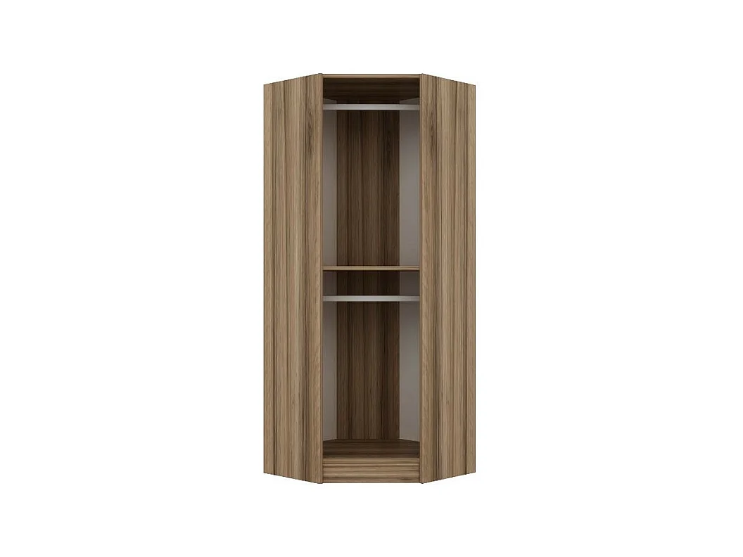 Armoire d'angle Noyer avec une porte en verre fumée 74 x 74 x 210 CM