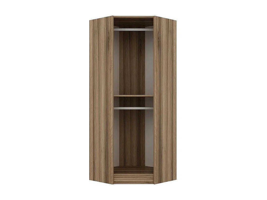 Armoire d'angle Noyer avec une porte en verre fumée 74 x 74 x 210 CM