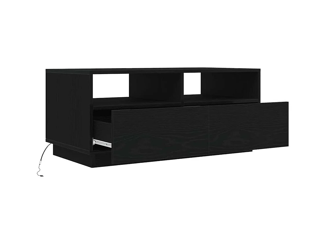 Salontafel met LED-verlichting 90x49x40 cm zwart eiken