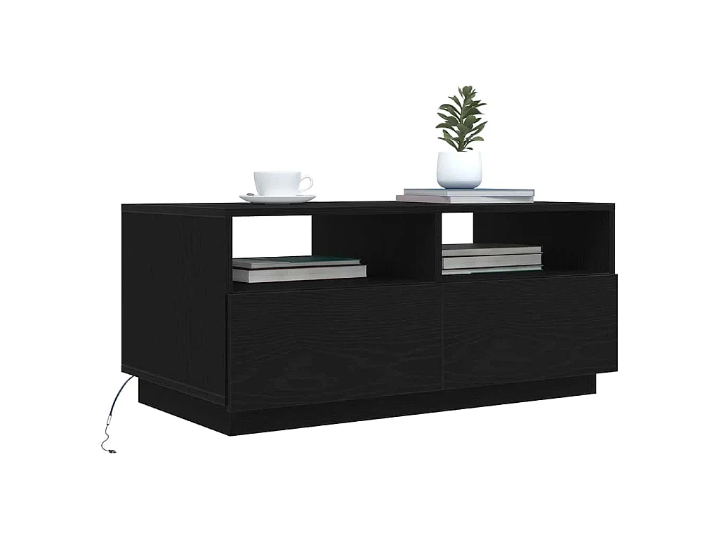 Mesa de centro com luzes LED, carvalho preto, 90x49x40 cm
