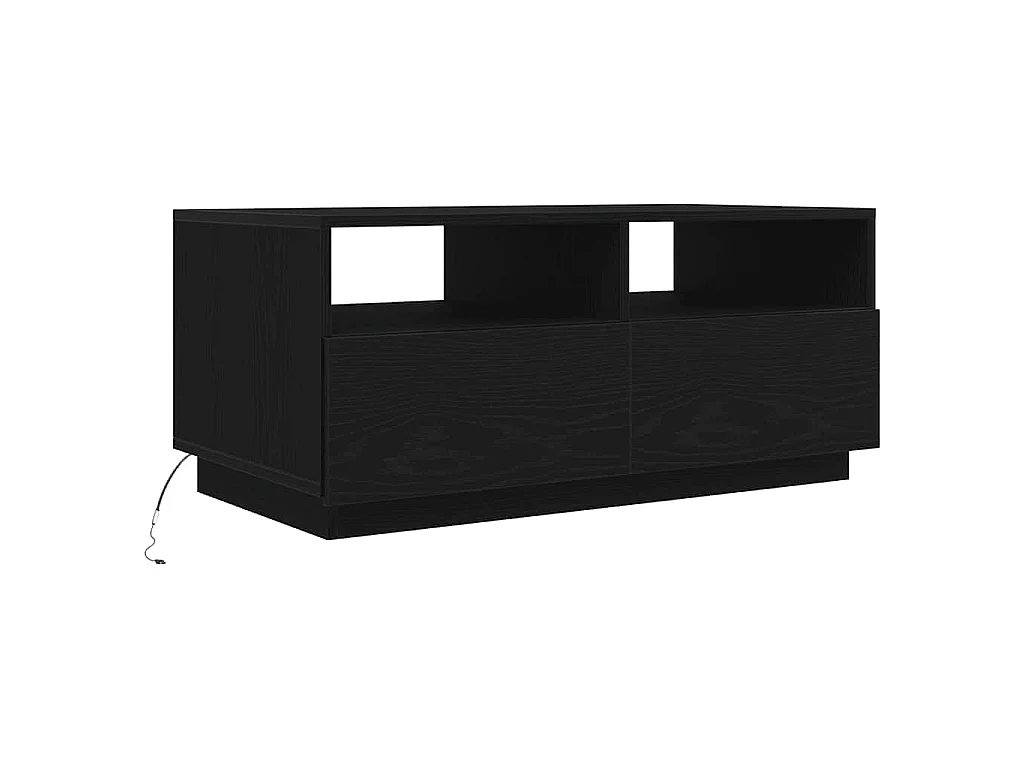 Couchtisch mit LED-Leuchten Schwarz Eichen-Optik 90x49x40 cm