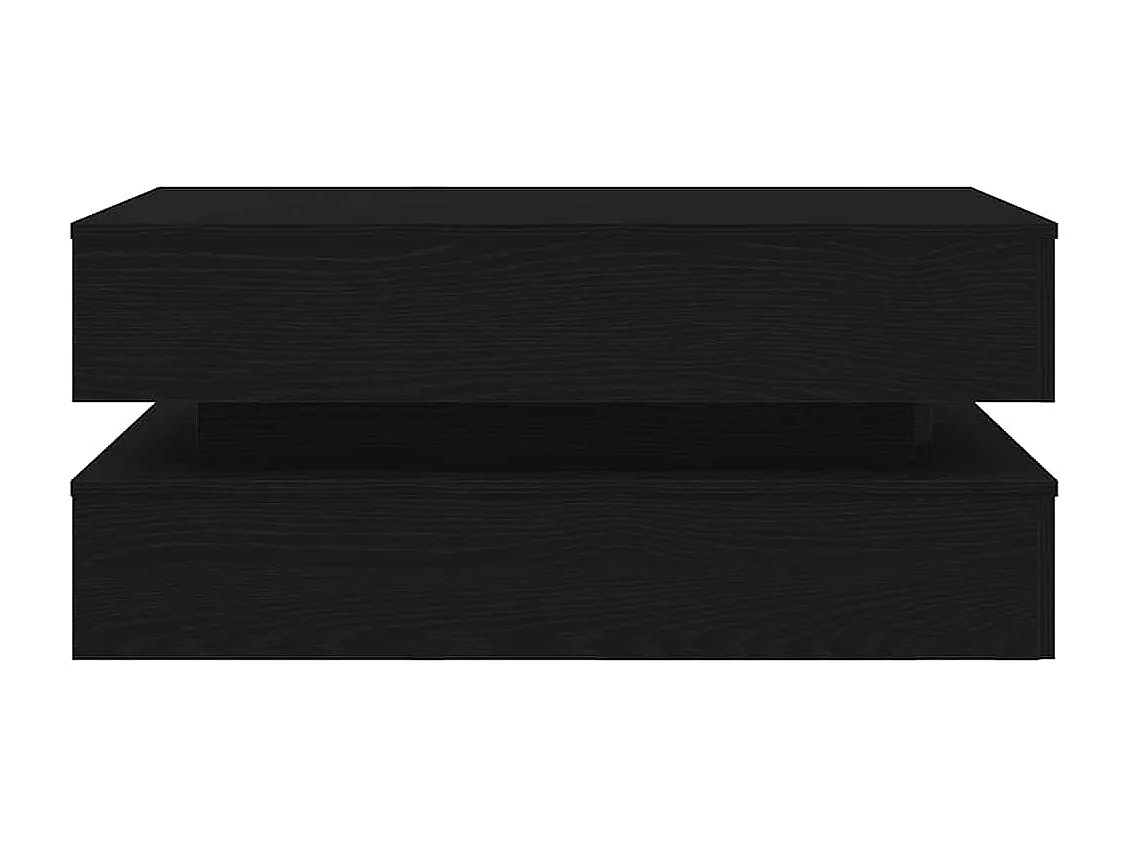 Mesa de centro con luces LED roble negro 90x50x40 cm