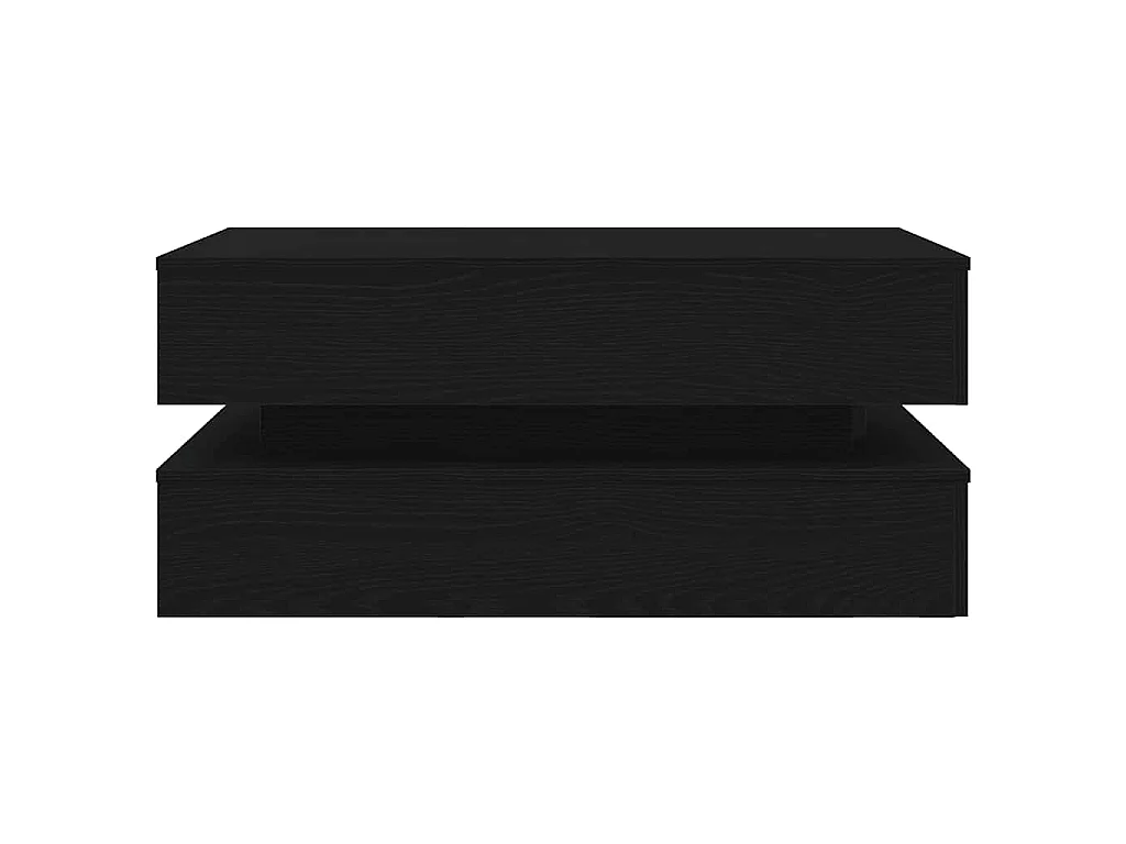 Table basse avec lumières LED chêne noir 90x50x40 cm