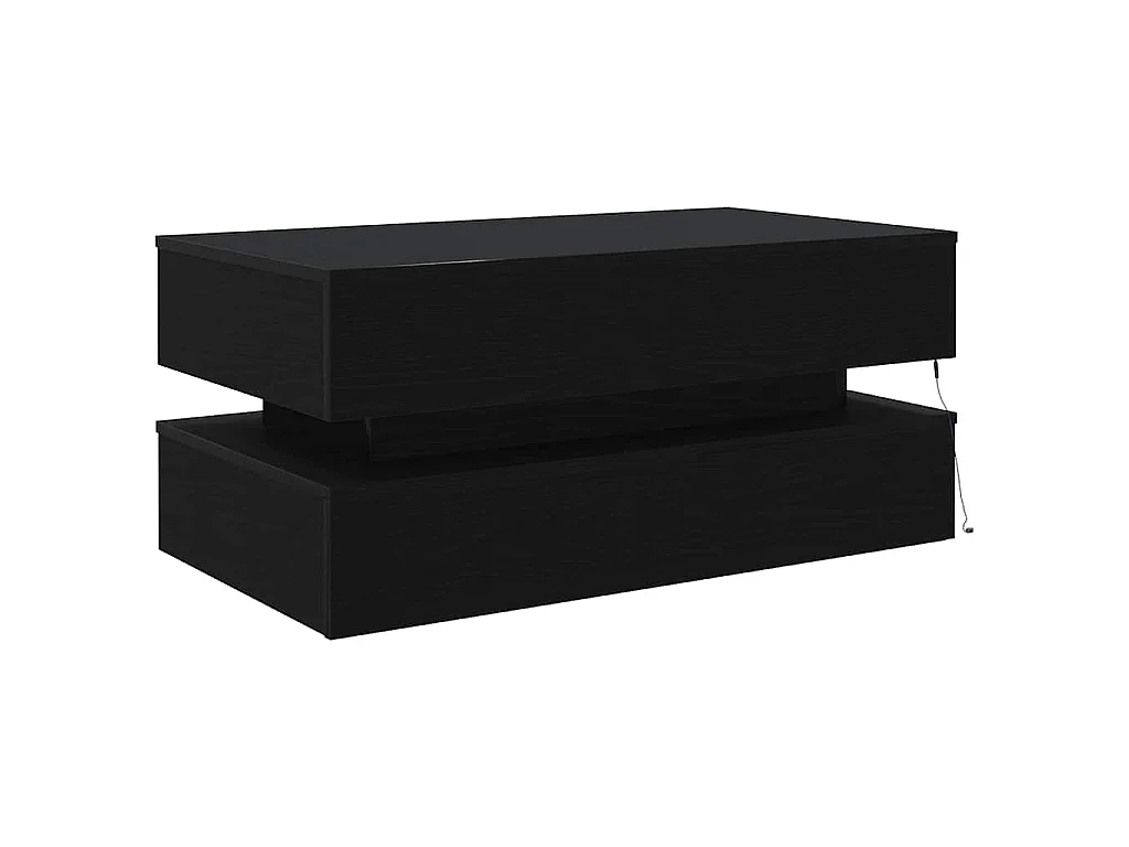 Table basse avec lumières LED chêne noir 90x50x40 cm