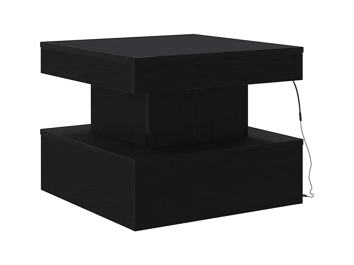 Salontafel met LED-verlichting 50x50x40 cm zwart eikenkleurig