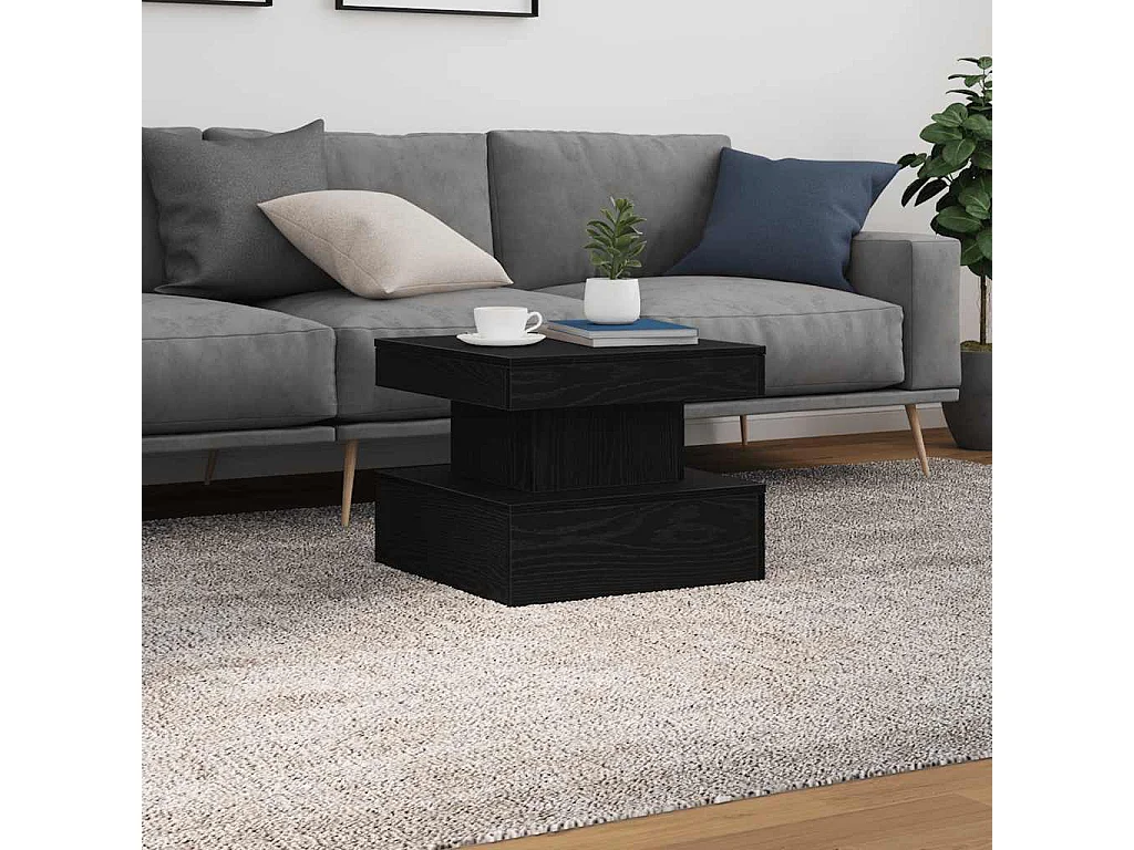 Couchtisch mit LED-Leuchten Schwarz Eichen-Optik 50x50x40 cm
