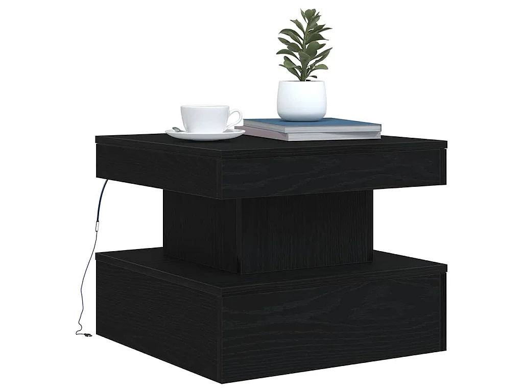 Couchtisch mit LED-Leuchten Schwarz Eichen-Optik 50x50x40 cm