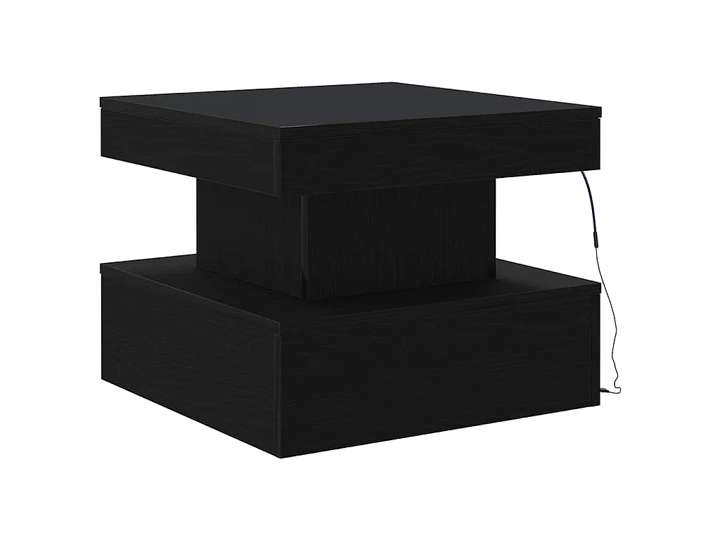 Couchtisch mit LED-Leuchten Schwarz Eichen-Optik 50x50x40 cm